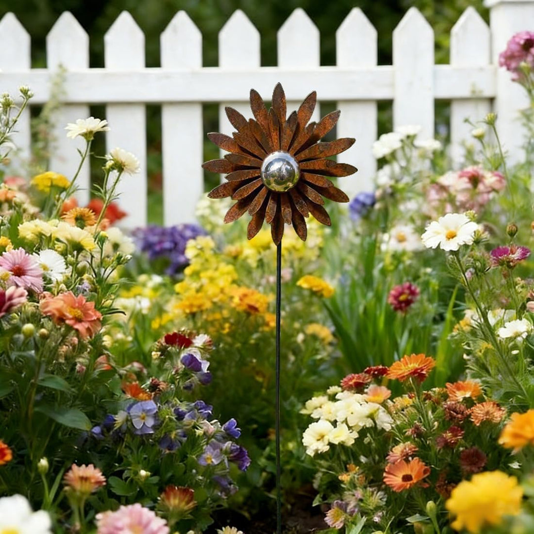 Gartenstecker Rost Blumen, Gartenstecker Metall, Gartendeko Rost, R-ost Deko für Garten, D-EKO Rostf