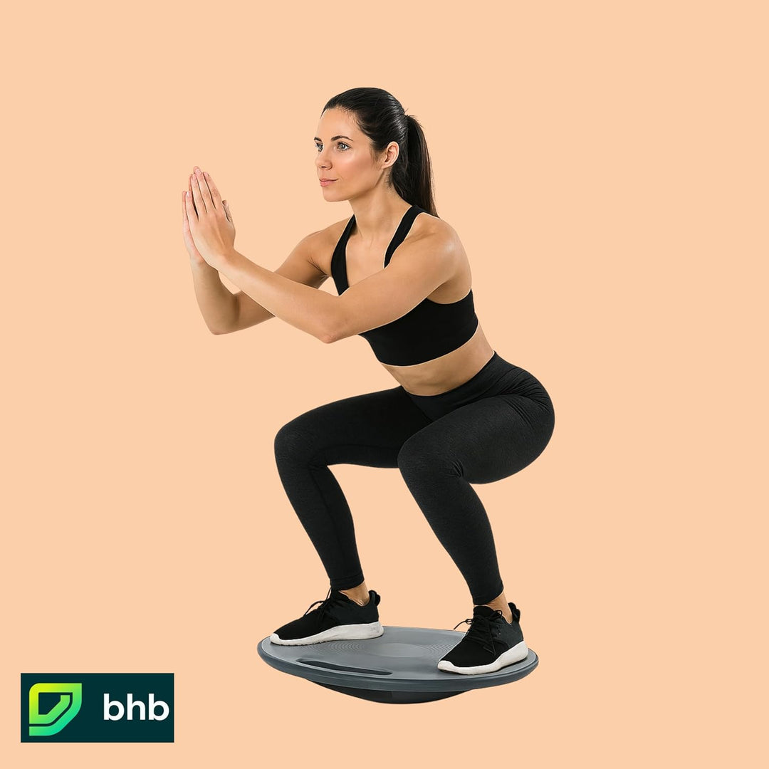 Bhb Balance Board mit Griffen, Grau, Ø 39,5 cm, bis 200 kg, rutschfest – Wackelbrett für Core Traini
