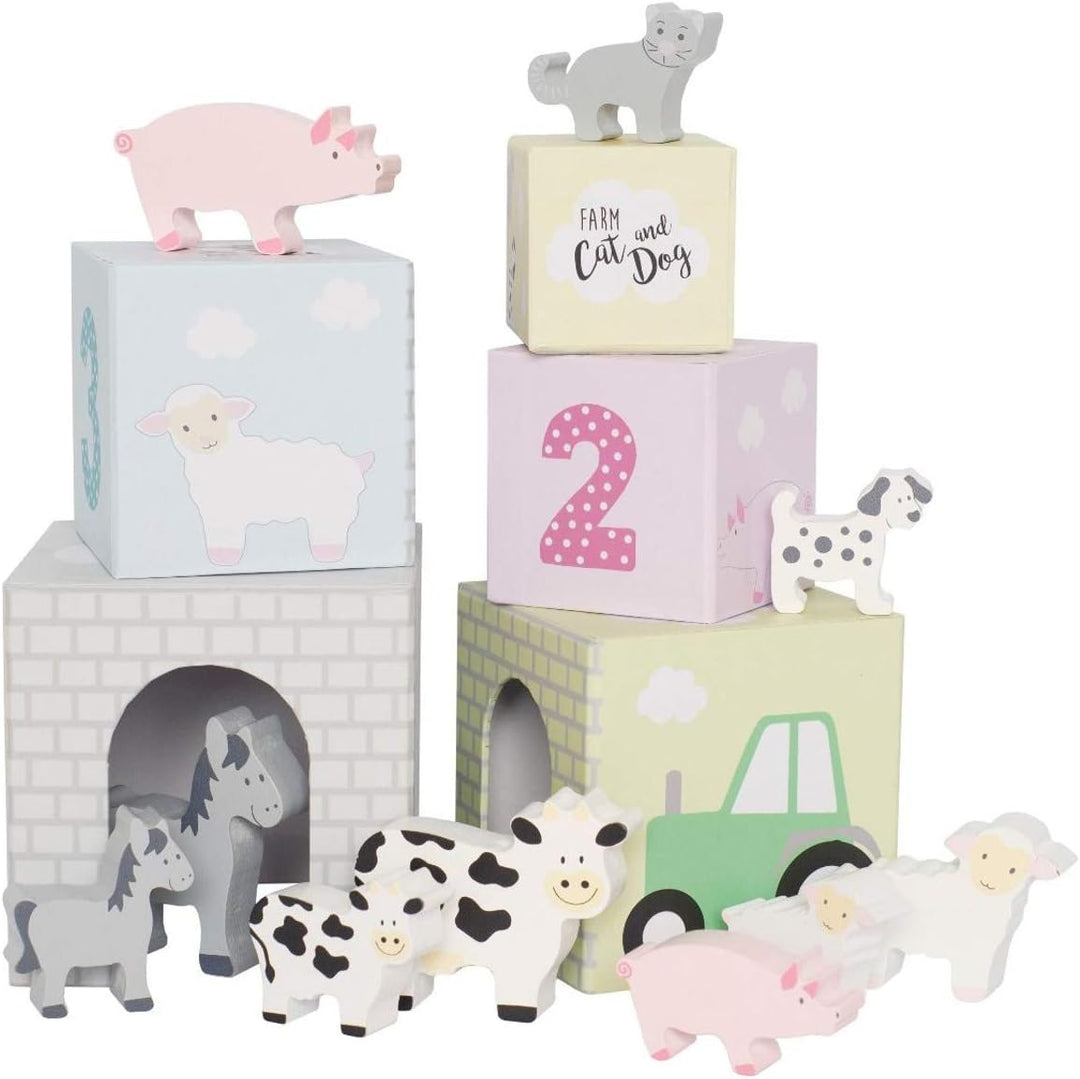 Jabadabado JA-C2504 Granattiere Animal Stapelbare Tierwürfel aus Granja, Black