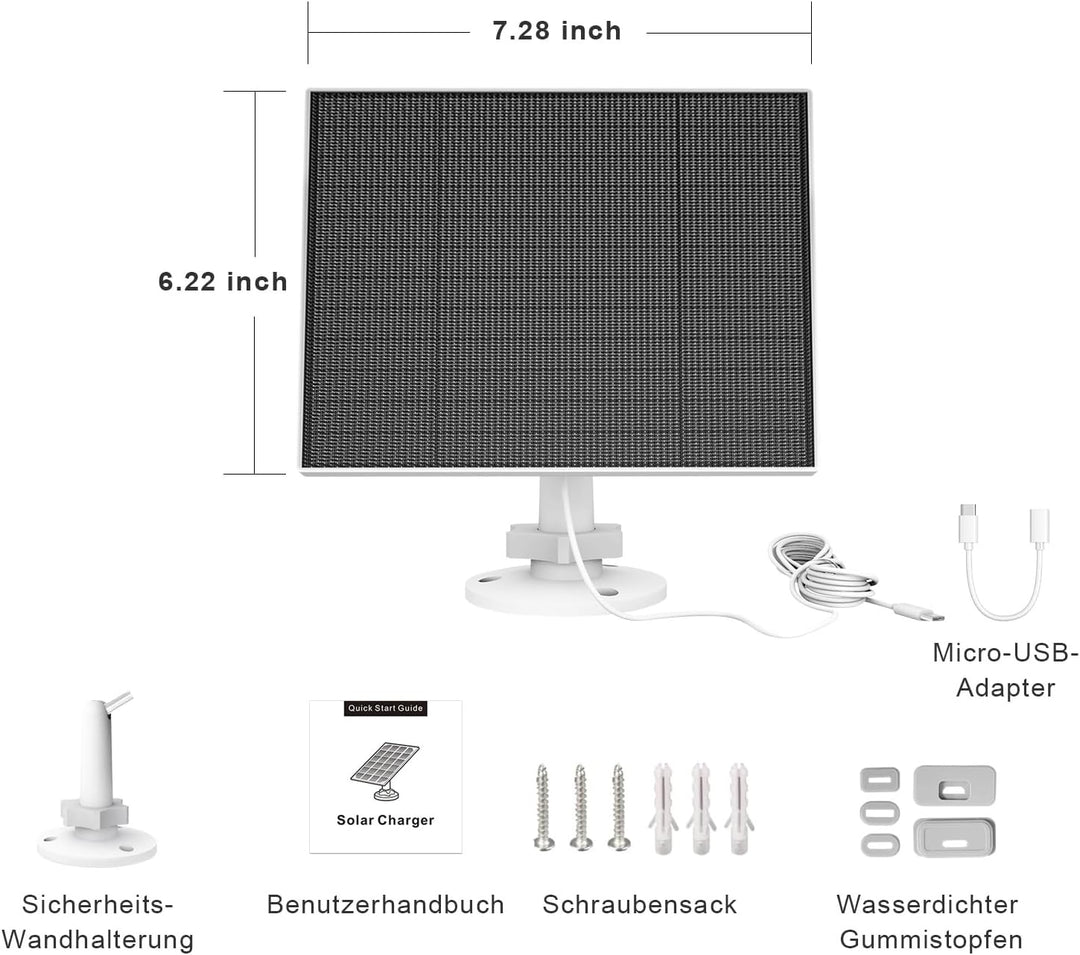 Solarpanel für Eufy Kamera, 5W Solarmodul für Eufy Kamera kompatibel mit Eufycam 3/3C/2/2 Pro/2C/2C