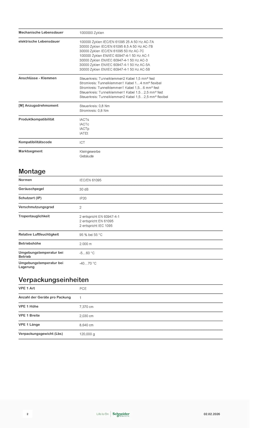 Schneider Electric A9 C21732 Schütz Modular ICT 25 A 2 NO 230-.240 V 50 Hz Mo