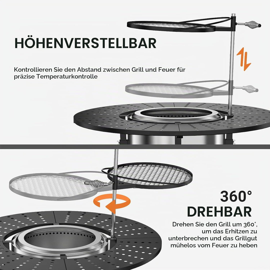 onlyfire 3-in-1 Feuerstelle Surround Tischplatte für Solo Stove Bonfire 49,5cm, Höhenverstellbar &amp; 3