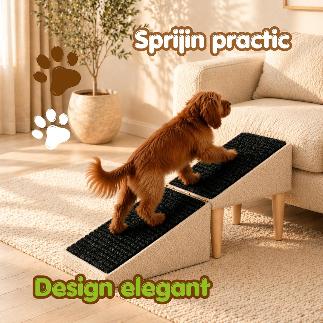 Outentin Hundetreppe Klappbar – rutschfeste Hunderampe & Weiche Haustiertreppe für Kleine & Grosse H