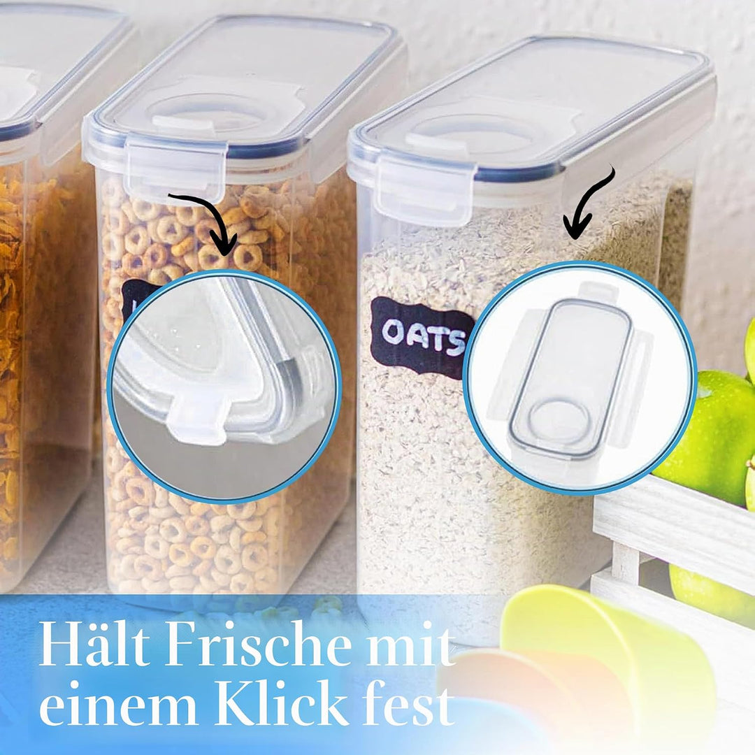 Müsli Vorratsdosen,4 Stück Set Kunststoff Frischhaltedosen,Praktischer Müslispender,Lebensmittelqual