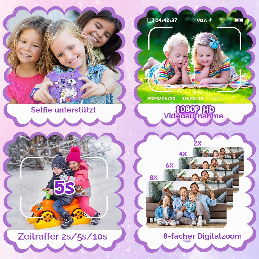 Sofortbildkamera Kinder Kinderkamera Kamera Digitalkamera 3-12 Jahre + 5 Rollen Druckpapier Sofort C