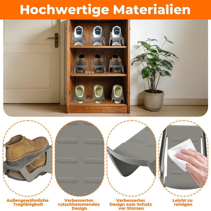 Schuhorganizer 20 Stück, Schuhstapler rutschfest PP Doppelschicht Platzsparend für Schrank Eingangsb