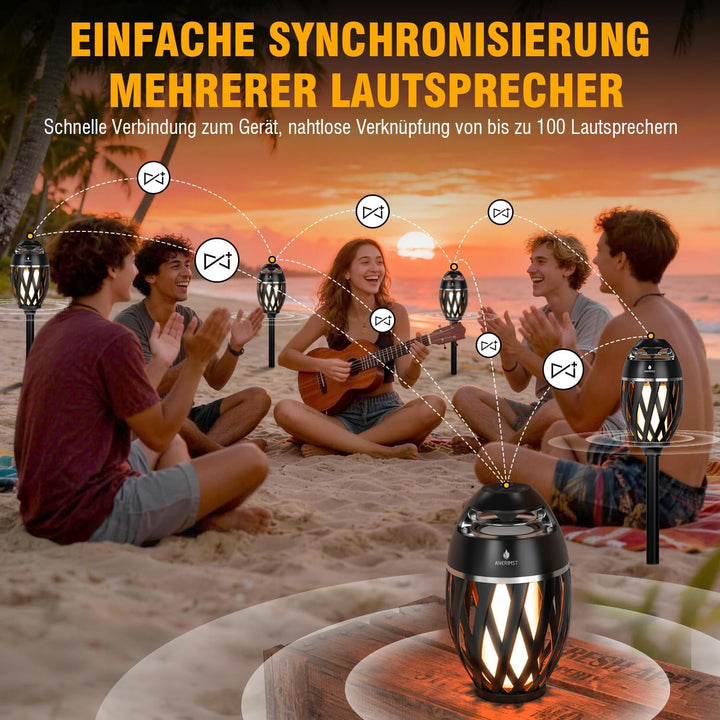 Verbesserte Multi-Sync-Lautsprecher mit Licht | Wasserdichte Outdoor-Lautsprecher mit Auto-Pairing |