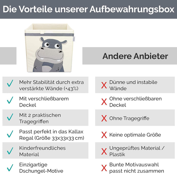 GLÜCKSWOLKE Aufbewahrungsbox Kinder - 15 Motive I Spielzeugkiste mit Deckel für Kinderzimmer I Spiel