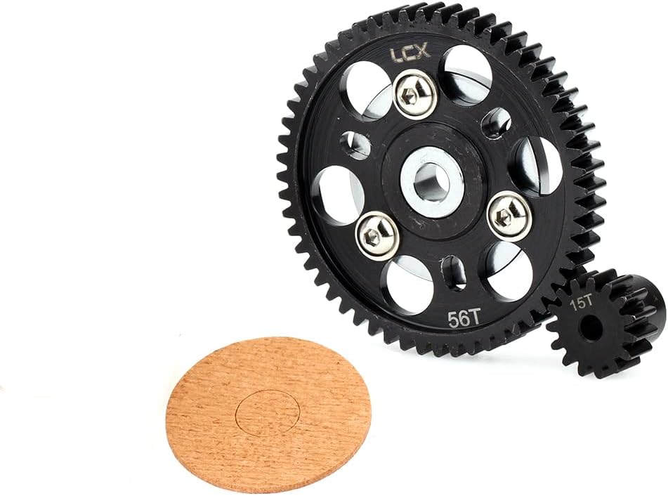 LCX Racing 1/10 RC Crawler Auto gehärteter Stahl 32P 56T Sporengetriebe mit 15T Ritzel für axiales S