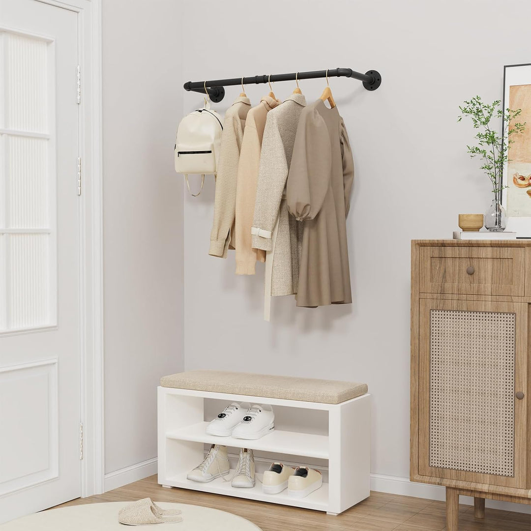 Yawinhe Kleiderstangen für die Wand, 80cm industrieller Rohr-Kleiderständer zur Wandmontage, Platzsp