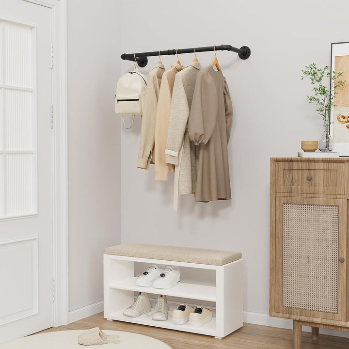 Yawinhe Kleiderstangen für die Wand, 80cm industrieller Rohr-Kleiderständer zur Wandmontage, Platzsp