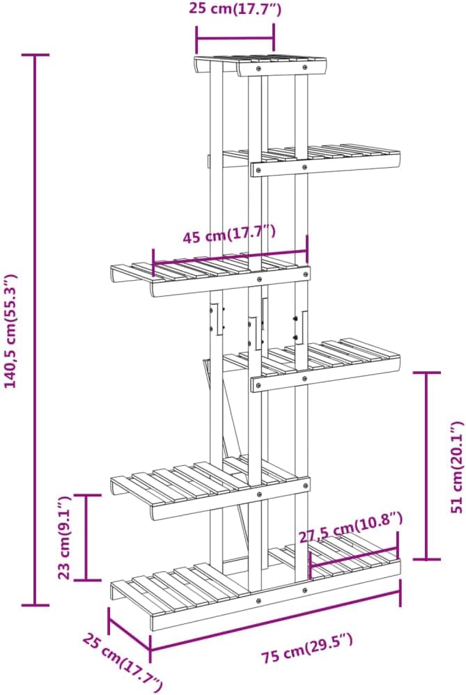 vidaXL Blumenständer, Pflanzenregal Holz, Blumenregal für Wohnzimmer Balkon Terrasse, Pflanzenstände