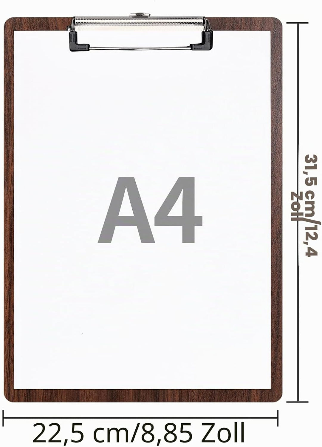 (10 Stück) Klemmbrett Holz A4,Schreibbrett Klemmbretter mit Metalklemme und Aufhängeose, Clipboard S