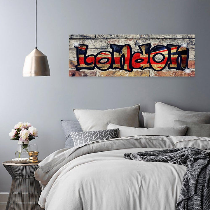 Feeby Frames, Leinwandbild, Bilder, Wand Bild, Wandbilder, Kunstdruck 30x90cm, LONDON, MAUER, WAND,