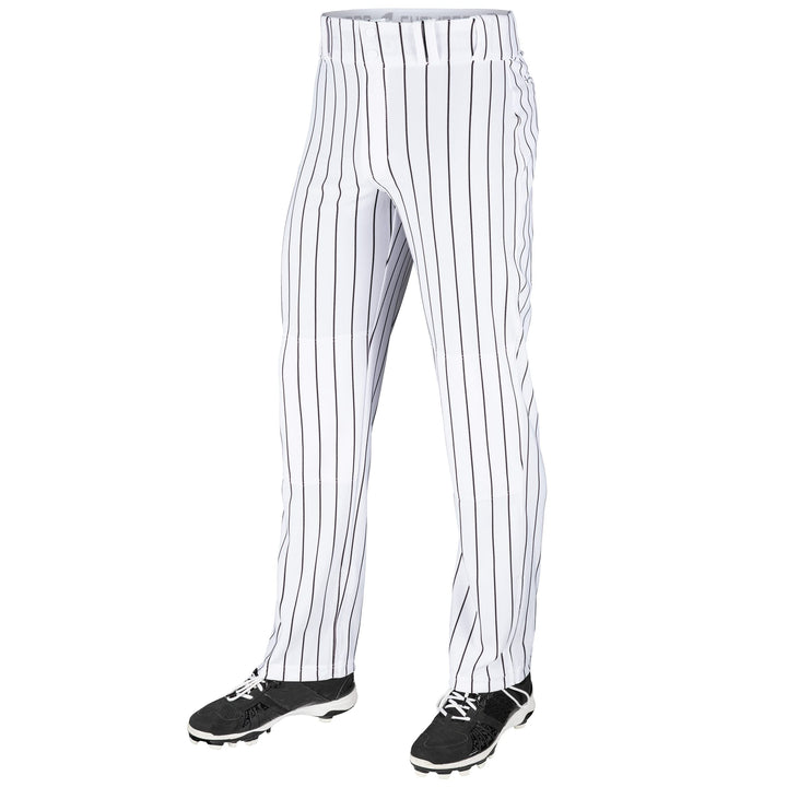 CHAMPRO Men's Triple Crown OB Open-Bottom Loose-Fit Baseball Pant with Knit-in Pinstripes Weiss / Sc
