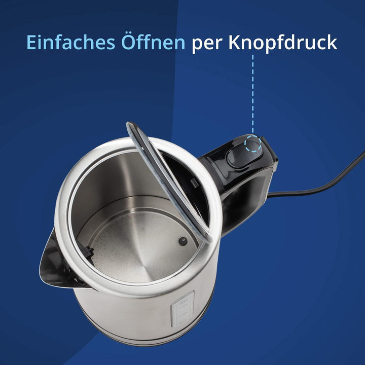 KHG Wasserkocher WK-1703 ES Edelstahl, 1,7 Liter, 5 Temperaturstufen 50-100°C, Kalkfilter, Wassersta