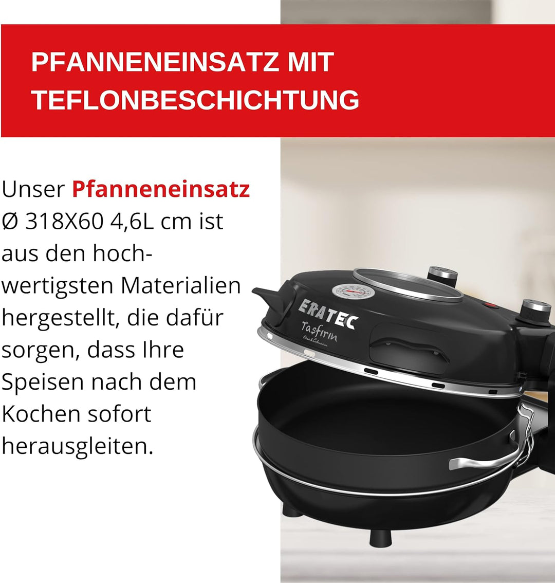 ERATEC - Steinofen SET PM-27. Elektischer Pizzaofen für innen & aussen. Tisch-Ofen bis zu 400°C, Pla