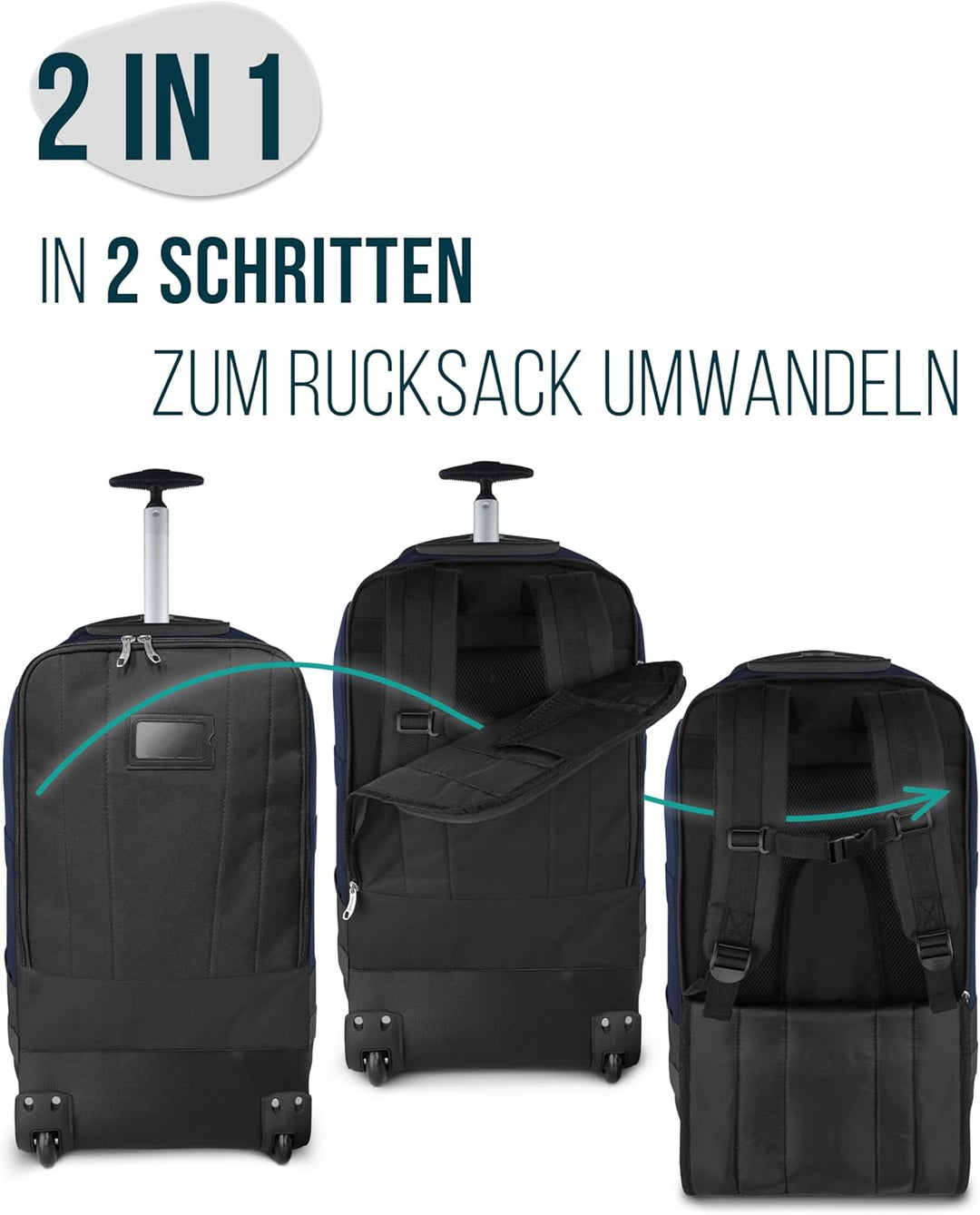 normani Reisetasche Trolley mit Rucksackfunktion 90 Liter - Backpacker mit Frontloader praktischer R