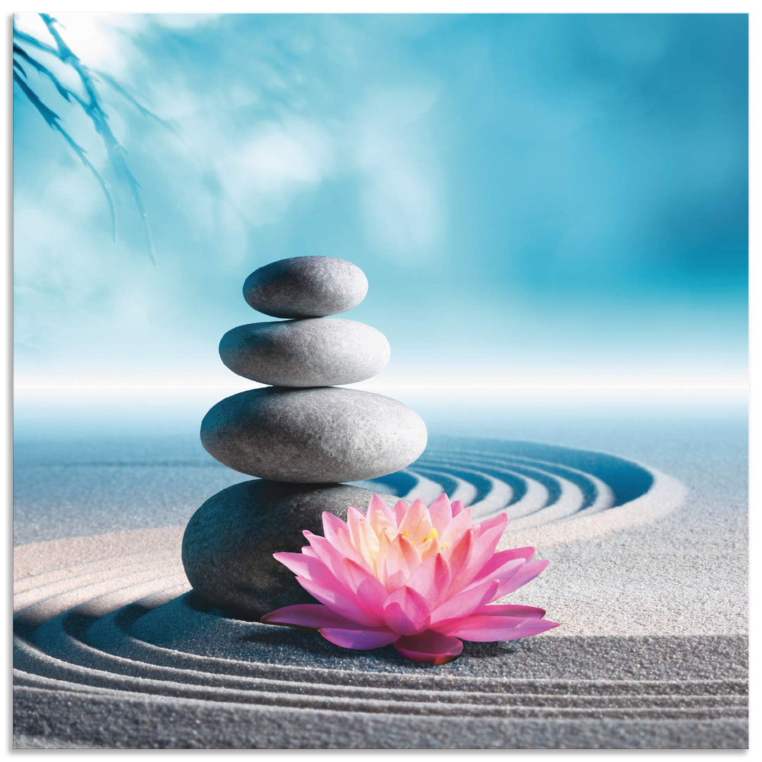 ARTland Wandbild Alu Verbundplatte für Innen & Outdoor Bild 40x40 cm Wellness Zen Stein Fotografie B