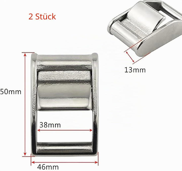 Chiloskit 2 Stück Edelstahl 316 Cam Schnalle Ratsche Schnalle Tie Down Strap oder Gurt Cargo Lashing