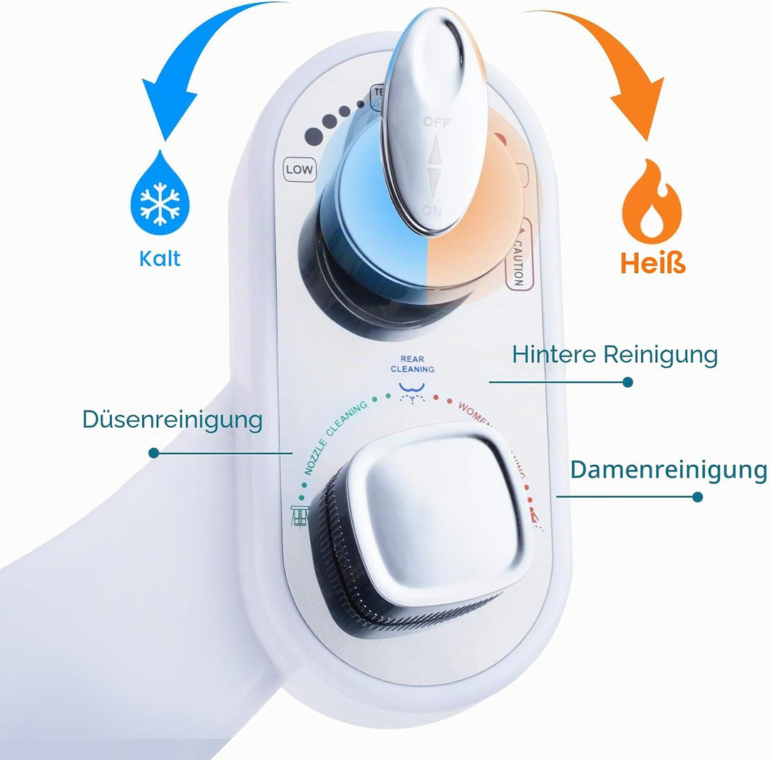 Hibbent WC Bidet, Cold/Heiss Water Bidet Dusch-WC (ohne Strom),Intimreinigung mit Selbstreinigende D