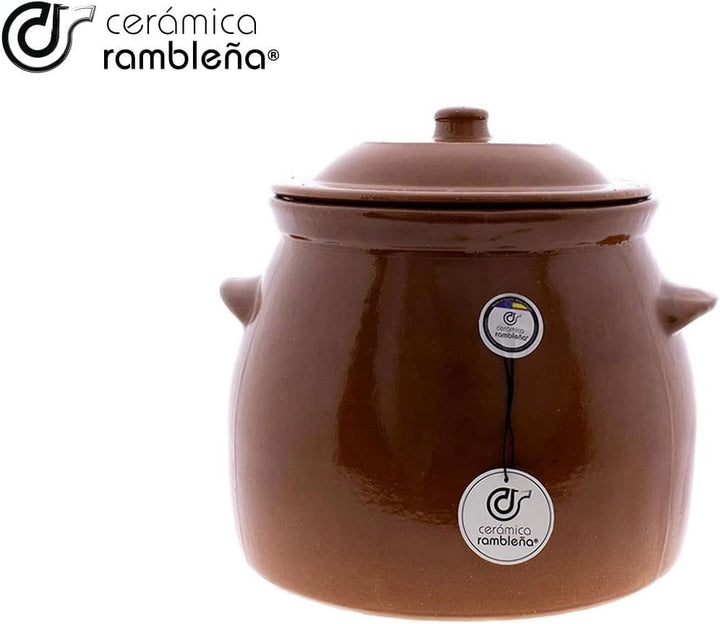 CERÁMICA RAMBLEÑA | Feuerfester Steinguttopf | Direktbrandtopf | Traditioneller Keramiktopf | Schmor
