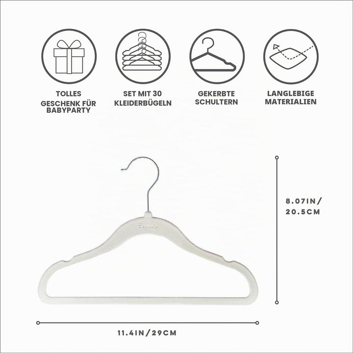 3 Sprouts Kinder Kleiderbügel aus Samt - rutschfest & Robust - Ideal für Baby- & Kleinkinderkleidung