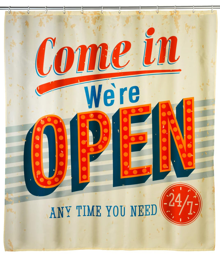 WENKO Anti-Schimmel Duschvorhang Vintage, Textil-Vorhang mit Antischimmel Effekt fürs Badezimmer, wa