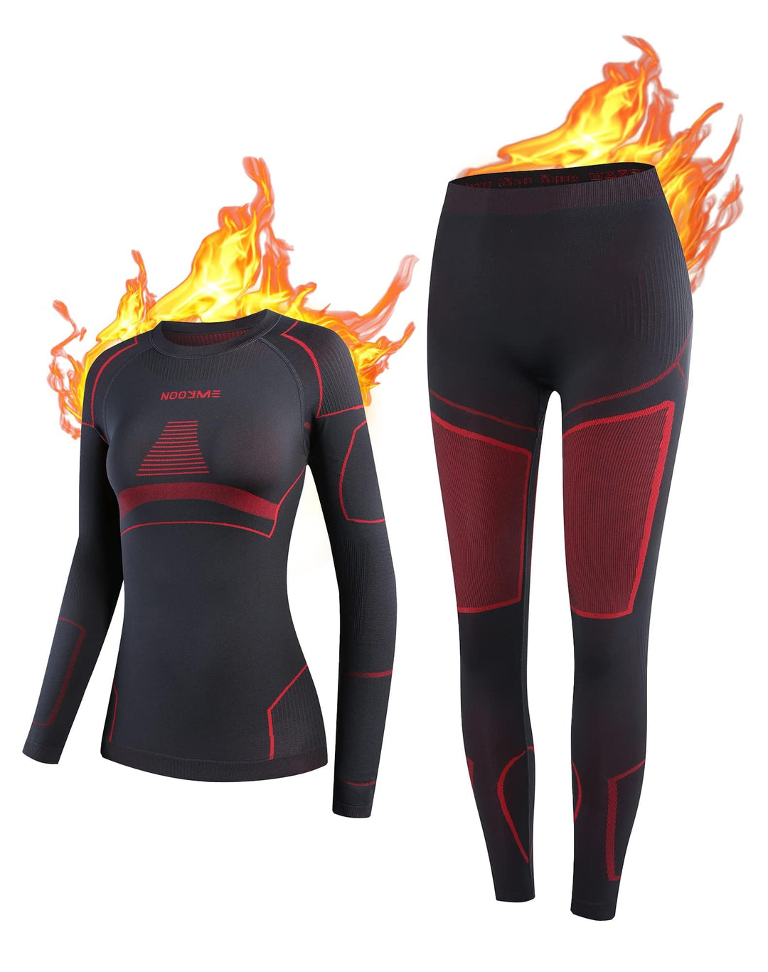 NOOYME Thermounterwäsche Damen Atmungsaktiv Thermowäsche Set Funktionswäsche Anti-bakteriell und Fle