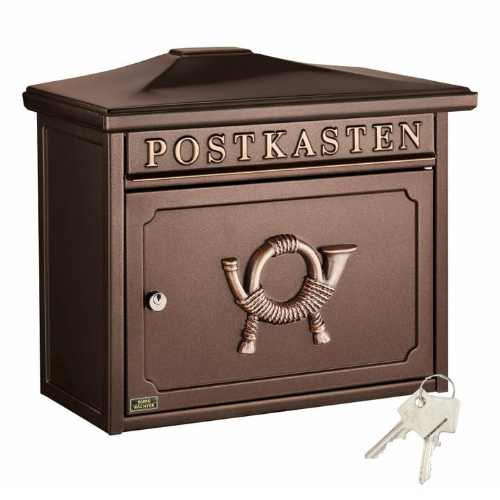 BURG-WÄCHTER Klassischer Briefkasten ohne Zeitungsfach und Namensschild, Verzinkter Stahl, Einwurf-F