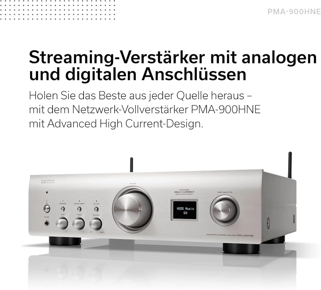 Denon PMA-900HNE HiFi Verstärker, Stereo Verstärker Mit HEOS Built-in, 2x85W, Eingebauter Phono-Vorv