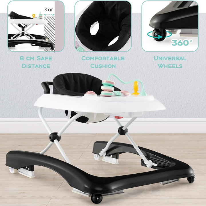 LIFEZEAL Faltbarer Lauflernhilfe Baby, Lauflernwagen mit Rädern &amp; Traktionsgriff, Sitz mit 3 verstel