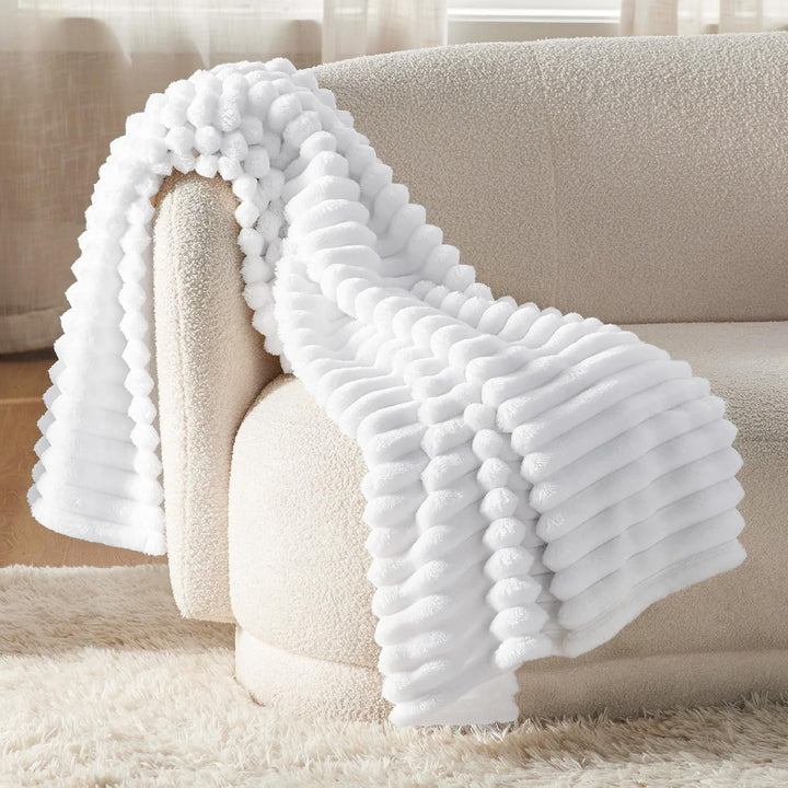 BEDSURE Kuscheldecke Flauschig - Wolldecke & Fleecedecke, Sofadecke, Weiche Warme Grobe Korddecke fü