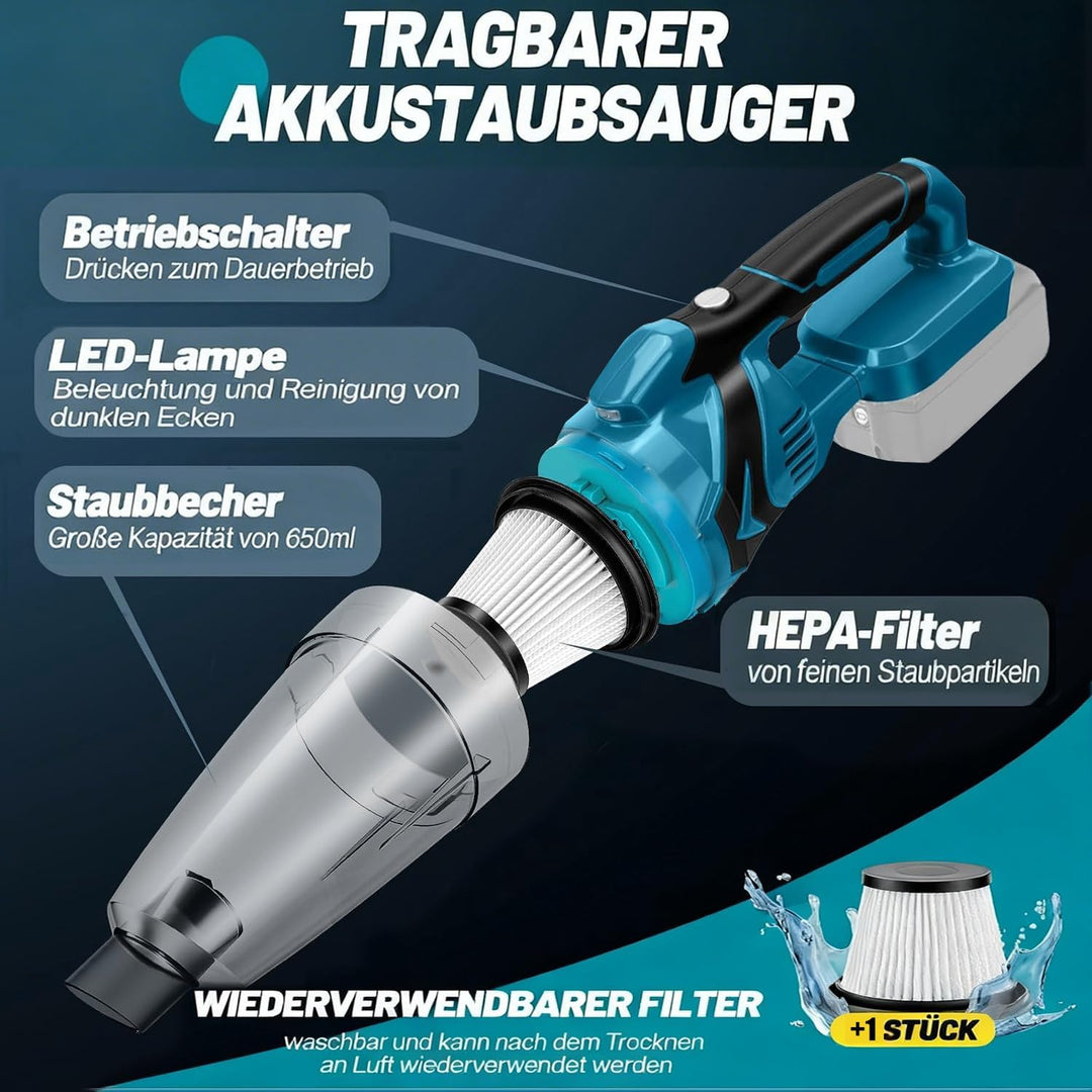 Akku Handstaubsauger,Akku Staubsauger für Makita 18V Batterie,10000Pa 4-in-1 Multifunktionaler Staub