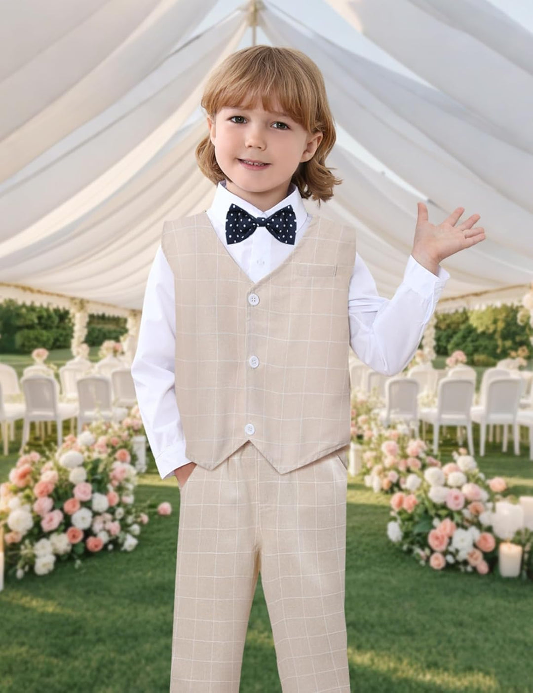 mintgreen Baby Anzug Junge, 3 Stück Gestreift Outfit Hochzeit Gentleman Kleiderset Lange Ärmel Hemd