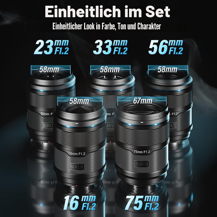 SIRUI Sniper 16mm, 75mm Autofokus-Objektiv-Set, F1.2 Weitwinkel APS-C Kameraobjektiv, E Mount Objekt