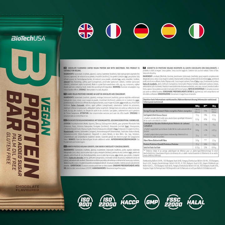 BioTechUSA Vegan Protein Bar, laktose- und glutenfreier Proteinriegel aus Proteinquellen pflanzliche