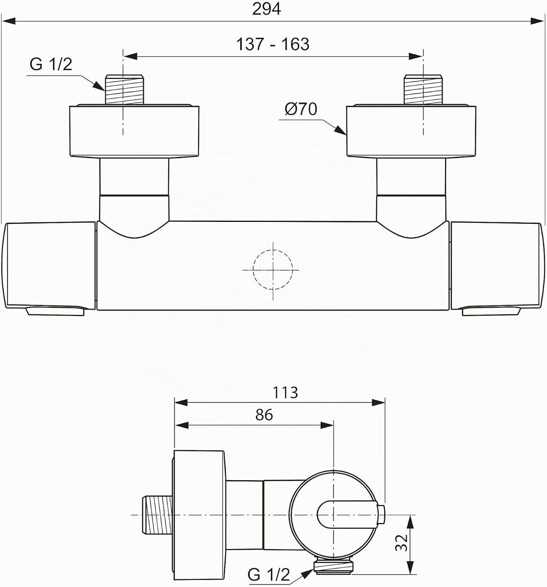 Ideal Standard A4618AA Brausethermostat Ceratherm 100 Aufputz, verchromt, Dusche