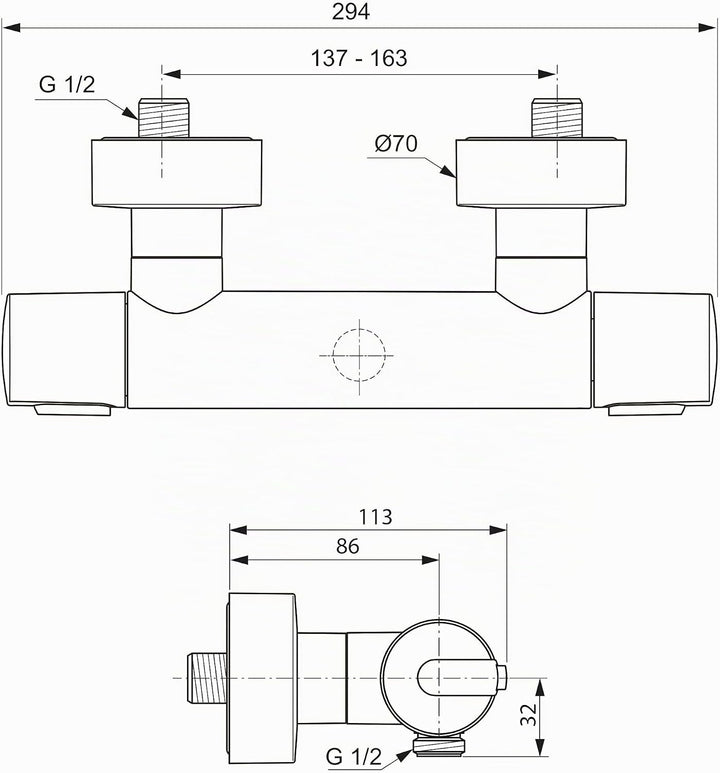 Ideal Standard A4618AA Brausethermostat Ceratherm 100 Aufputz, verchromt, Dusche