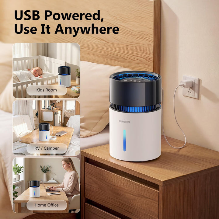 3L Top-Fill Luftbefeuchter mit Filter, Luftbefeuchter Schlafzimmer, bis 35H, Timer & Auto-Abschaltun