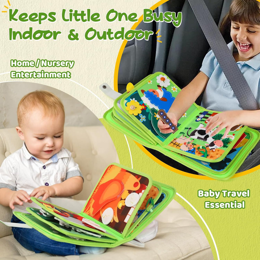 XIAPIA Montessori Busy Board ab 1 2 Jahr, Baby Spielzeug Filzbuch Bauernhof Activity Busy Book, Besc