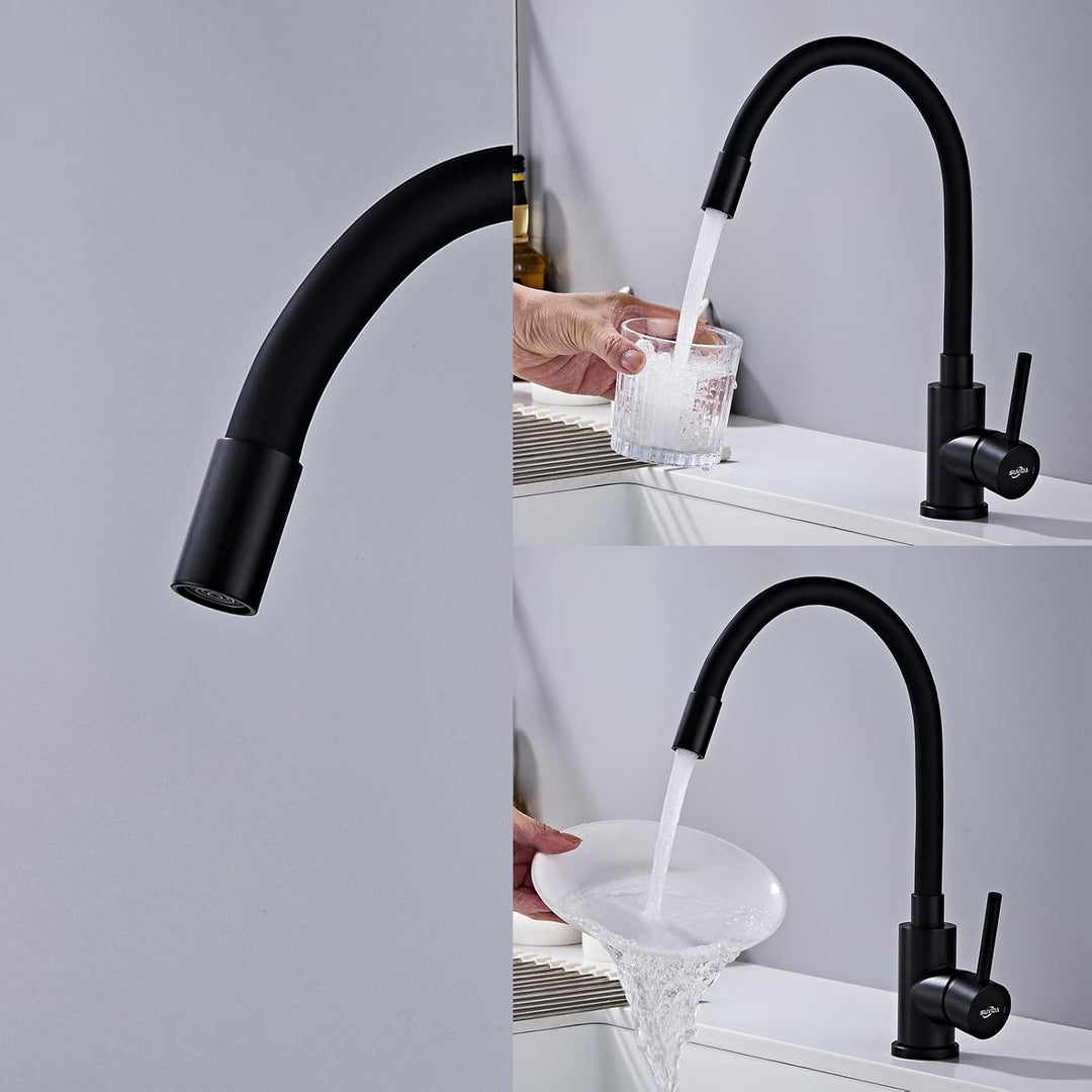 Wasserhahn Küche Schwarz, Flexibler Armatur Küche, Hochdruck Küchenamatur Schwarz 360° Drehbar, Misc