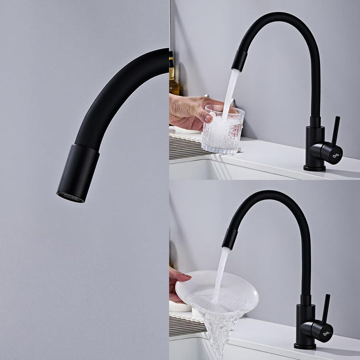 Wasserhahn Küche Schwarz, Flexibler Armatur Küche, Hochdruck Küchenamatur Schwarz 360° Drehbar, Misc