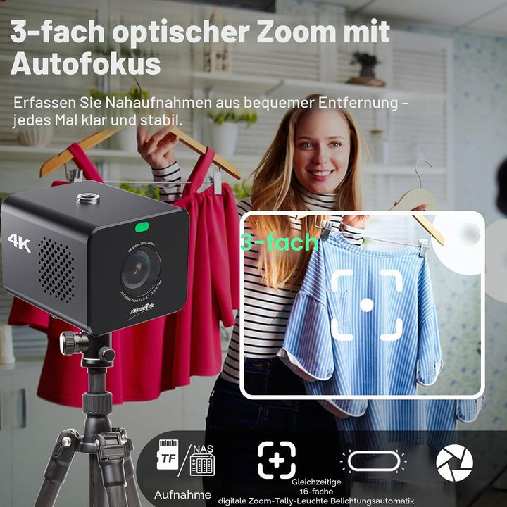 4K-POV-Kamera NDI|HX3, ZowieCam, Autofokus, HDMI- und SDI-Ausgang, 3-Fach optischer Zoom, Flexible S