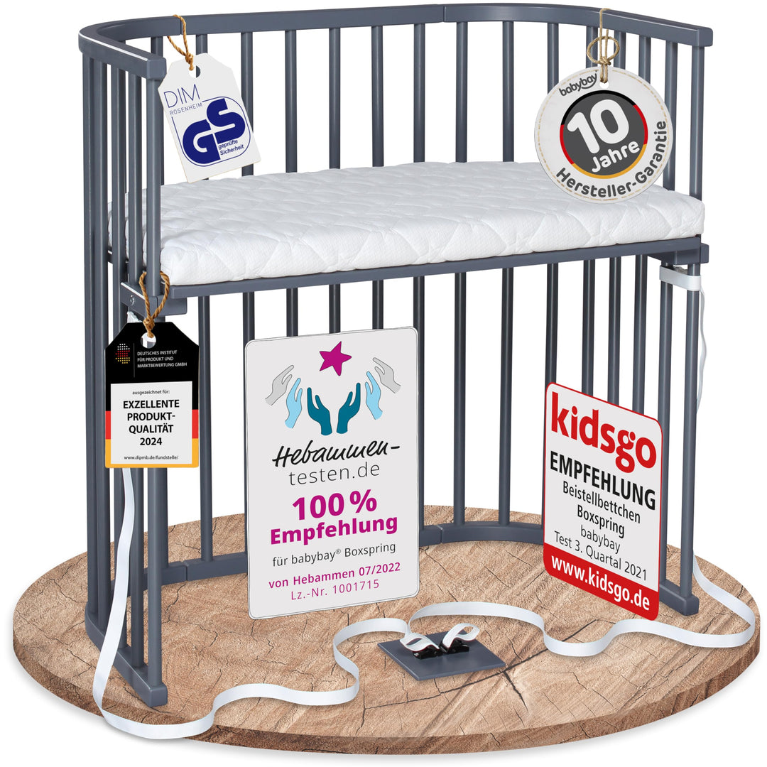 babybay Boxspring Beistellbett aus massivem Buchenholz / kompakt & verwandelbar / Kinderbett Höhe st