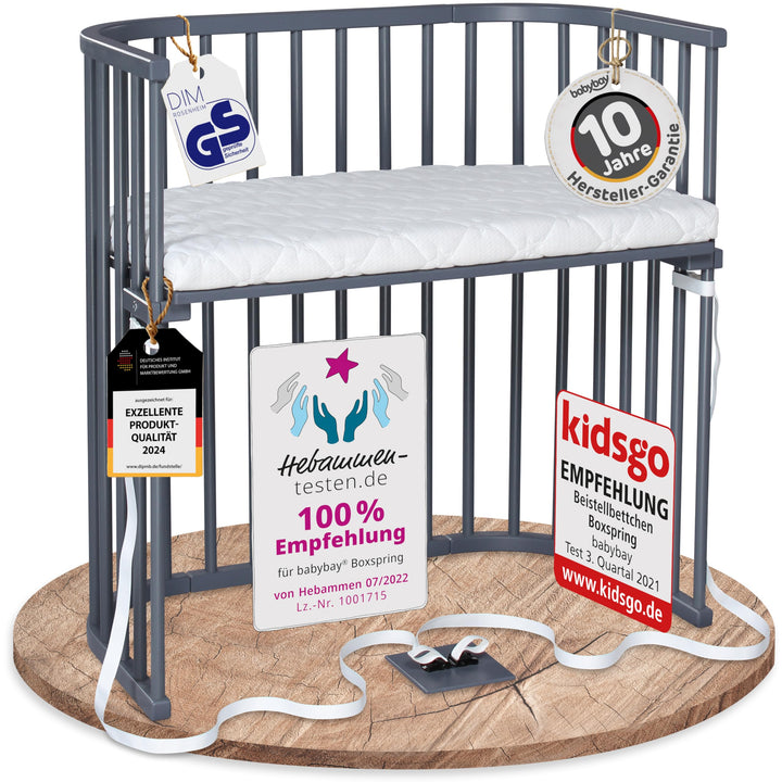 babybay Boxspring Beistellbett aus massivem Buchenholz / kompakt & verwandelbar / Kinderbett Höhe st