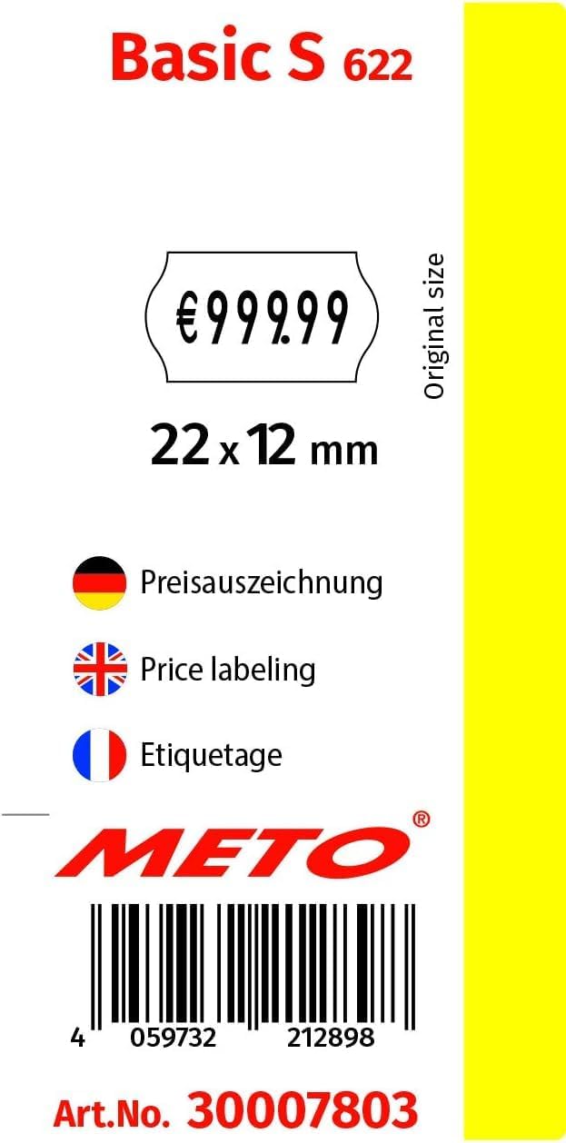 Original Meto Basic S Preisauszeichner Set - Preis (1-zeilig, 6-stellig für 22 x 12 mm Etiketten, so