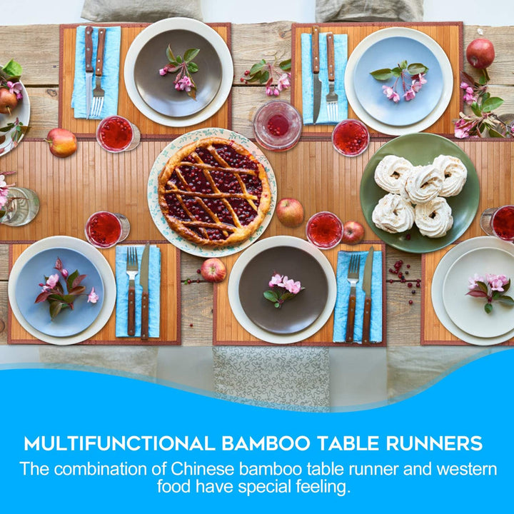 Bambus Tischsets und Tischläufer für Esstisch, Tischläufer 30*274cm lang, Bauernhaus Stil Küche Tisc