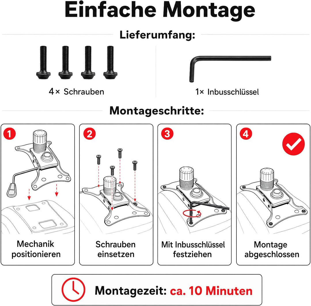 Metall Sitz Mechanik Bodenplatte Platte Sitzmechanik Wippfunktion HöHenverstellung FüR BüRostuhl Loc