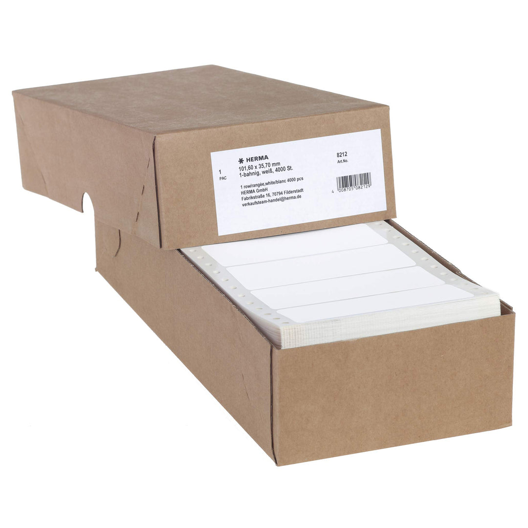 HERMA 8212 Computeretiketten endlos, 101,6 x 35,7 mm, 1-bahnig, 4000 Aufkleber, selbstklebend, Endlo